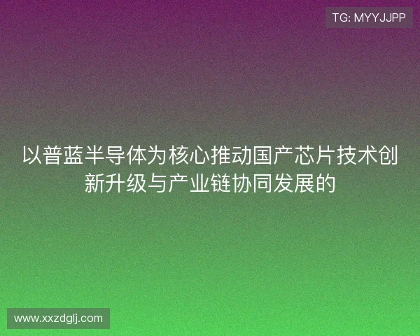 以普蓝半导体为核心推动国产芯片技术创新升级与产业链协同发展的